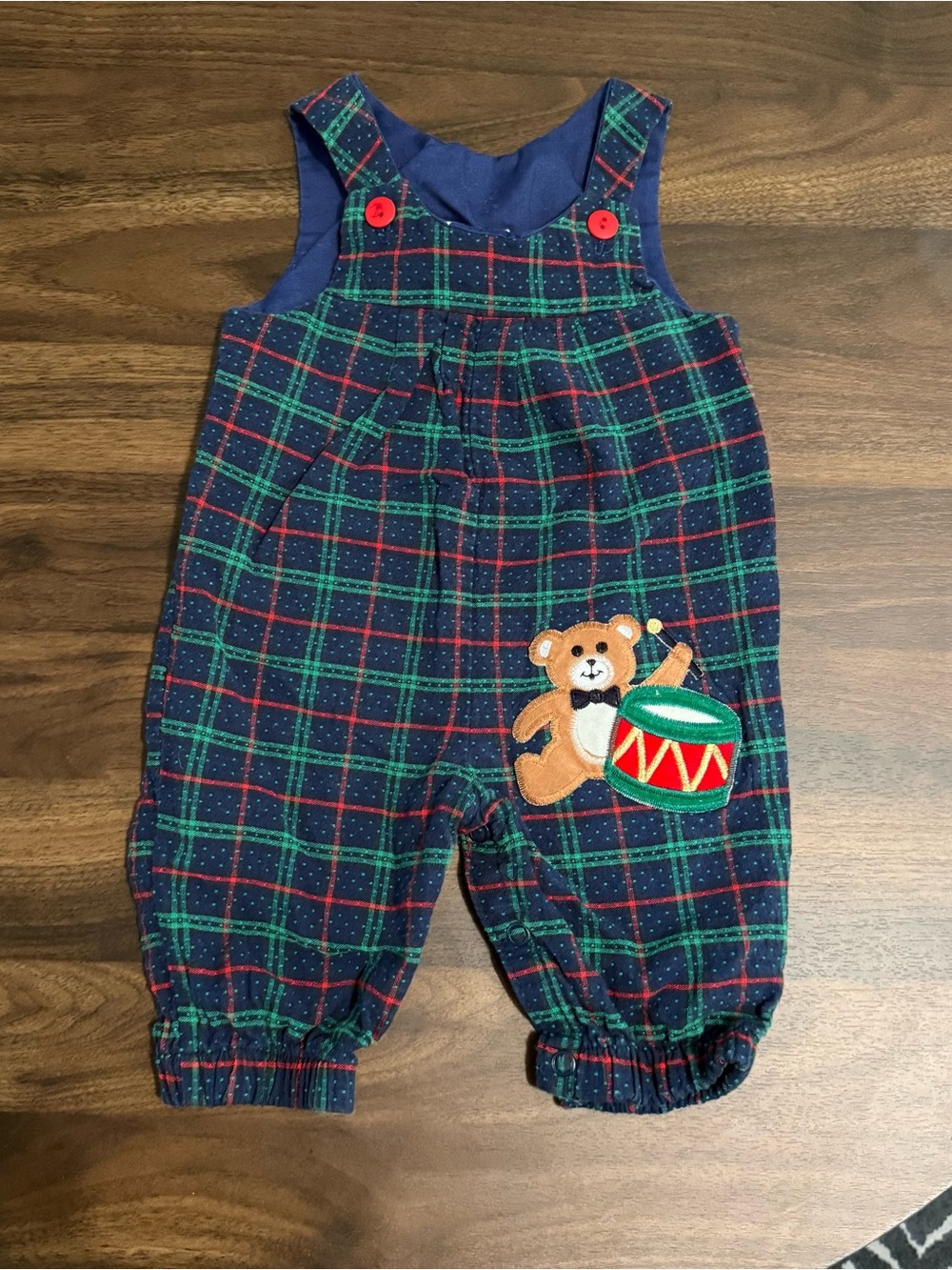 Baby vintage teddy bear romper overalls